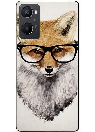 Силиконовый чехол бампер для oppo a96 с рисунком лиса