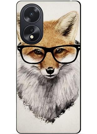 Силиконовый чехол бампер для oppo a18 с рисунком лиса