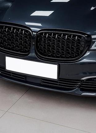 Ноздри diamond black (2016-2019, черный глянец) для bmw 7 серия g11/g12