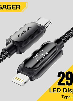 Кабель 1м essager type-c to lightning 29w pd дисплей швидка зарядка смартфонів планшетів apple iphone airpods