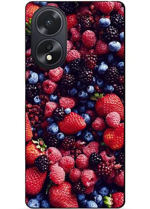 Силиконовый чехол бампер для oppo a18 с рисунком ягоды