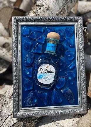 Уникальная картина ручной работы, картина с разбитой бутылкой tequila "don julio" оригинальный подарок