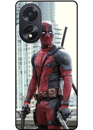 Силиконовый бампер чехол для oppo a18 с рисунком deadpool дэдпул