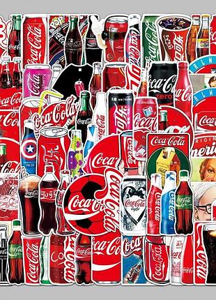 Вінілові стікери coca-cola, стікери наклейки кока-кола, набір стікерів напої 25 шт.
