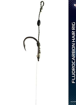 Готовый флюорокарбоновый поводок с мягким волосом w4c fluorocarbon hair rig, крючок wide gape № 6