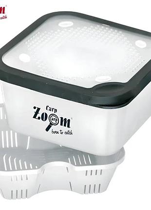 Карповая коробка для замачивания пеллетса с перфорированным поддоном carp zoom pellet dip box