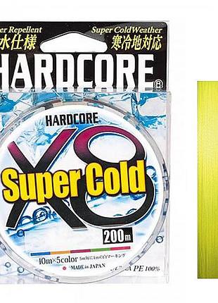 Шнур duel hardcore super cold x8 200m hi-vis yellow 13.5kg 0.21mm #1.5 (h4483-y)