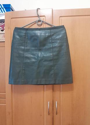 Юбка изумруд m new look екокожа