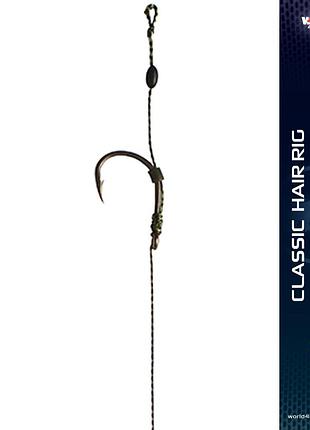 Готовый поводок w4c с волосом classic hair rig, крючок wide gape № 4
