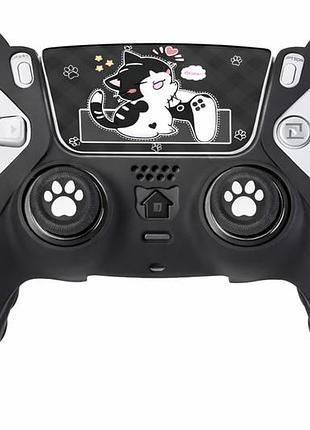 Силиконовый чехол 3 в 1 (чехол накладки наклейка) ps5 dualsense «cat black»
