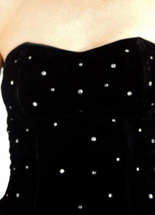 Сукня вечірня елегантна darcy,l/xl чорна озлоблена камінчиками з бархатним верхом