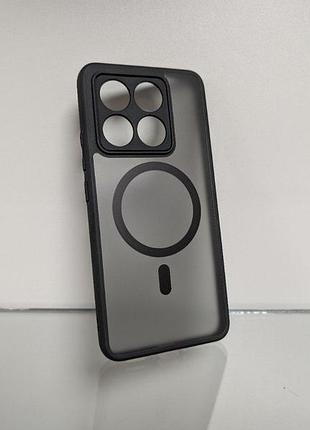 Чехол для xiaomi 14t / сяоми 14т, wlons, magsafe, противоударный, полупрозрачный, черный