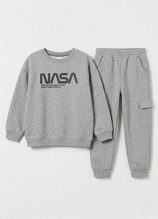 Детский теплый спортивный костюм (свитшот + штаны) для мальчика zara 104-110 см серый 500940 (4821000239247)