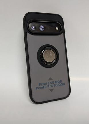 Чехол для google pixel 9, goospery case, противоударный, матовый, защита камеры и кольцо-держатель, черный