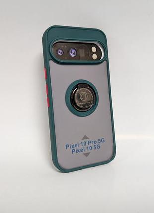 Чехол для google pixel 10 pro, goospery case, противоударный, матовый, защита камеры и кольцо-держатель, зеленый