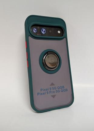 Чехол для google pixel 9, goospery case, противоударный, матовый, защита камеры и кольцо-держатель, зеленый