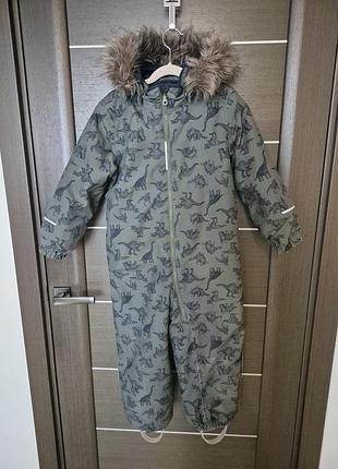Детский зимний комбинезон name it для мальчика, р. 110 +6, принт - динозавры