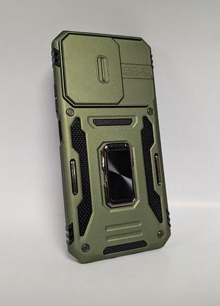 Чохол для xiaomi redmi 15c global, camera slide, протиударний, з захисною шторкою камери та кільцем-тримачем, хакі