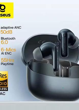 Бездротові навушники baseus bass ep10 pro tws black з anc до 50 дб, ldac та ip55