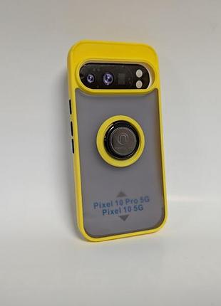 Чехол для google pixel 10 pro, goospery case, противоударный, матовый, защита камеры и кольцо-держатель, желтый