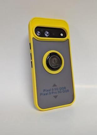 Чехол для google pixel 9 pro, goospery case, противоударный, матовый, защита камеры и кольцо-держатель, желтый