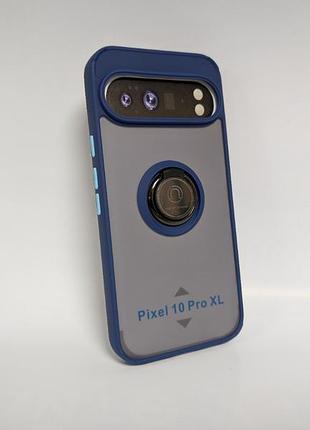 Чехол для google pixel 10 pro xl, goospery case, противоударный, матовый, защита камеры и кольцо-держатель, синий