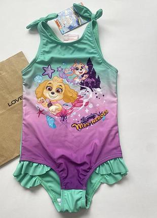 Новый детский купальник на девочку цельный щенячий патруль nickelodeon скай 98/104 3-4 года
