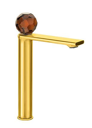 Смеситель для умывальника mone deluxe 27002gfb dream crysta fb brown gold