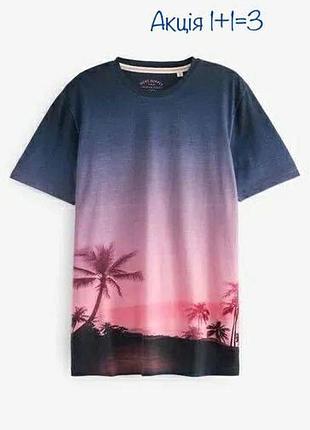 Футболка подростковая next dip dye кораллово- розовая пальма