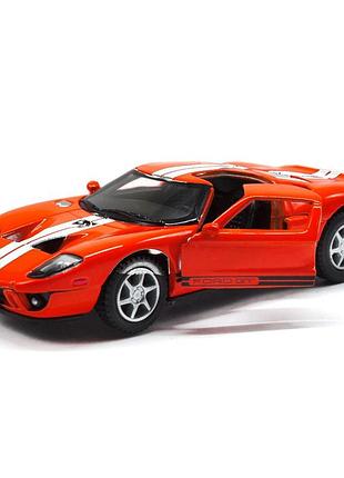 Металева машинка ford gt 2006 kinsmart червона зі смугами двері відкриваються модель 11x4x4