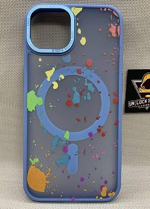 Чехол wlons unicorn противоударный pc+tpu для iphone 13 magsafe матовый голубой