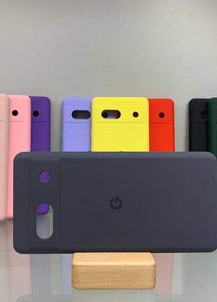 Google pixel 7a | противоударный чехол с логотипом | soft touch | серый