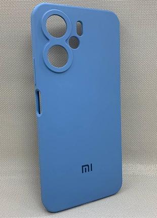 Чохол з логотипом для xiaomi redmi 13c / poco c65 / poco m6 5g | протиударний | soft touch | блакитний