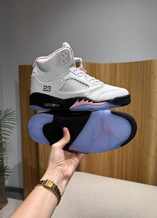 Женские кроссовки nike air jordan 5 retro 35th anniversary pink | найк джордан 5 розовые кожа