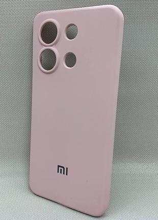 Чехол с логотипом для xiaomi redmi note 13 4g | противоударный | soft touch | пудровый