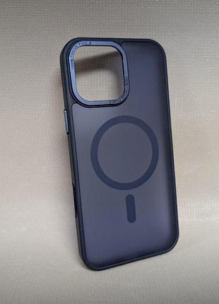 Чехол для iphone 16 pro max / айфон 16 про макс, guard matte, противоударный, soft touch, с magsafe, синий