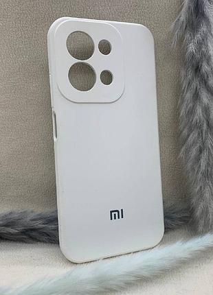 Чехол с логотипом для xiaomi redmi 15c eu | мягкий | противоударный | soft touch | белый