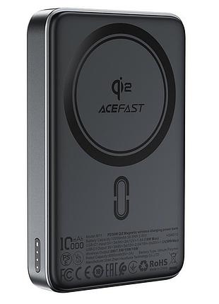 Зовнішній акумулятор acefast m11 pd30w qi2 magnetic wireless charging power bank 10000 mah black