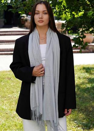 Женский светло-серый шарф большой котоновый шарф "милан" от my scarf 180 на 60 см