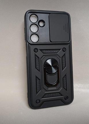 Чехол для samsung galaxy m35 / самсунг гелакси м35 camera slide, противоударный, с защитой камеры и магнитным кольцом, черный
