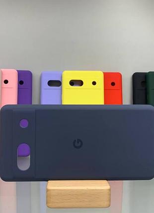 Google pixel 7a | протиударний чохол з логотипом | soft touch | синій