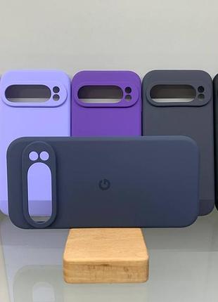 Google pixel 9 pro | противоударный чехол с логотипом | soft touch | синий