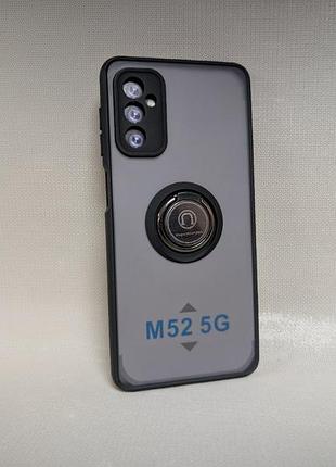 Чехол для samsung galaxy m33 / самсунг гелакси м33, tpu, полупрозрачная крышка, вращающееся кольцо, черный