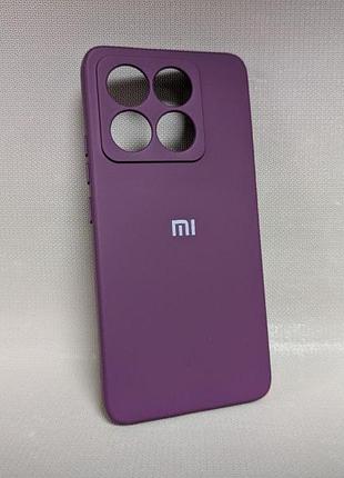 Чехол для xiaomi 14t / сяоми 14т, силиконовый, матовый, фиолетовый, с логотипом