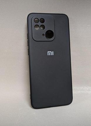 Чохол для xiaomi redmi 10c / сяомі редмі 10с, силіконовий, матовий, чорний, з логотипом