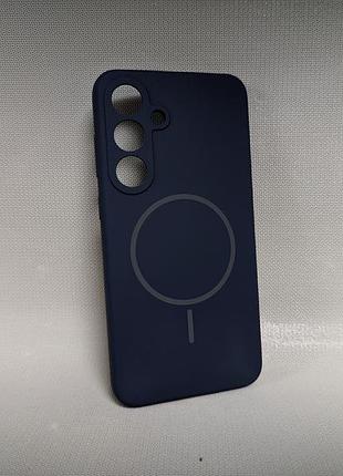 Чехол мягкий для samsung galaxy s25 + plus | противоударный | soft touch | magsafe | синий