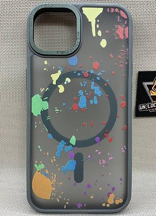 Чехол wlons unicorn противоударный pc+tpu для iphone 13 magsafe матовый серый