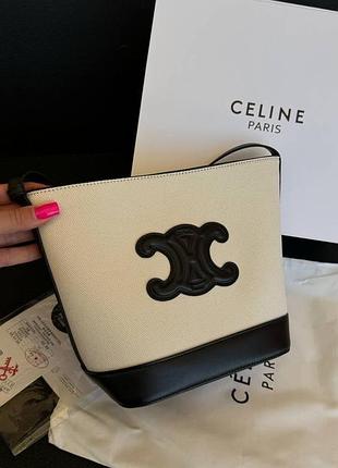 Сумка кожаная текстиль celine