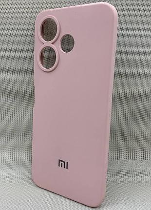 Чехол с логотипом для xiaomi redmi 13 | противоударный | soft touch | пудровый