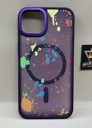 Чехол wlons unicorn противоударный pc+tpu для iphone 13 magsafe матовый фиолетовый